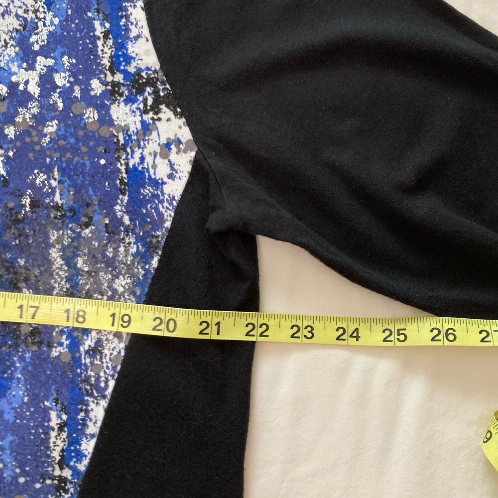 3/$30 CJ Banks T-Shirt Top Womens Size XL Black Blue Silver Long Sleeve Stretchy - Picture 5 of 9